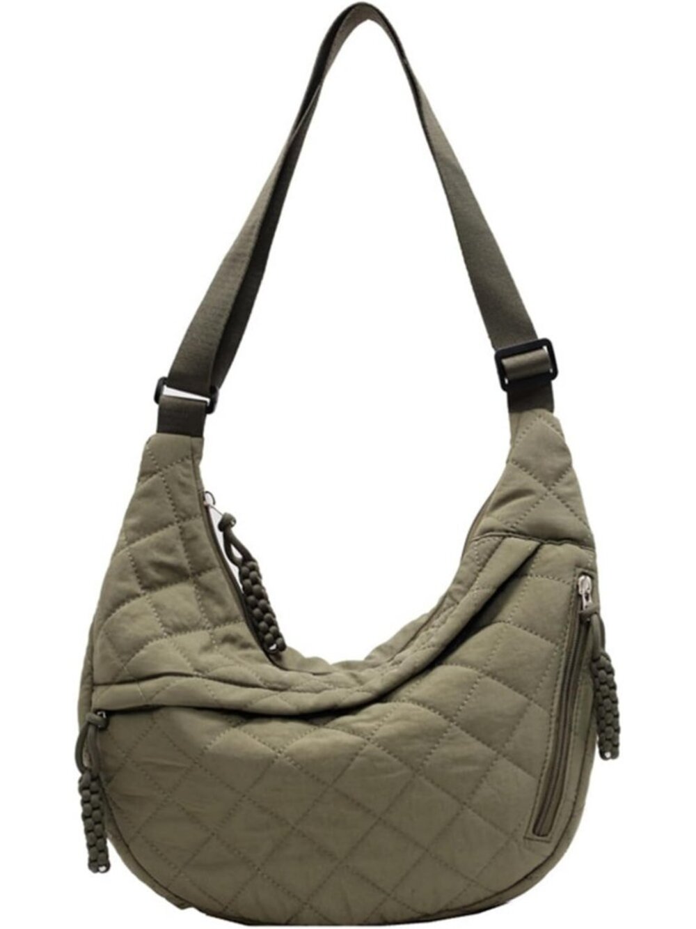 Quilted Puffy Crossbody Bag for Women | Lattice Dumpling Tote | Nylon Sling